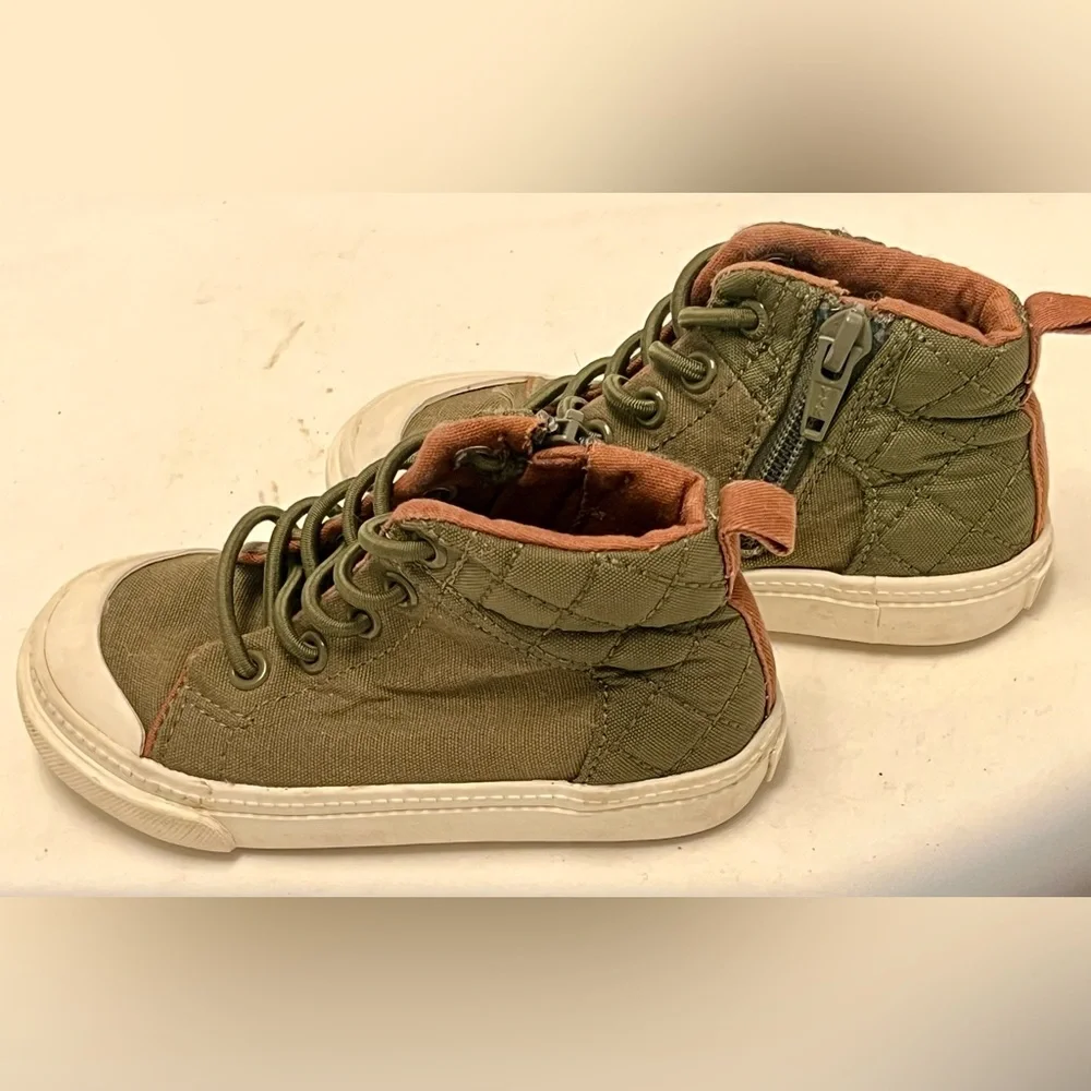 Kids High-Top Sneakers - Olive Green/Brown